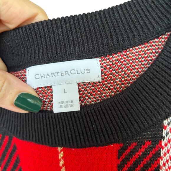 Charter Club Women's Holiday Tartan Knit Sweater Size Large - Picture 4 of 5